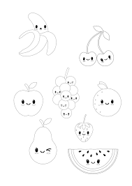Kawaii drawings have their own style, somewhat like anime and chibi. Kawaii Fruits Coloring Page Kawaii Fruit Coloring Pages Fruit Coloring Pages