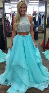 Ice Blue Ruffles Long Two Piece Prom Dresses Prom Promdress Dress Eveningdress Evening F Graduation Party Dresses Prom Dresses Ball Gown Sweet 16 Dresses
