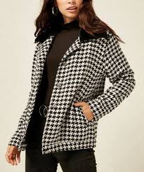 Black And White Houndstooth Blazer Womens Milan Kiss Black White Houndstooth Jacket Women Zulily Houndstooth Jacket White Houndstooth Jackets For Women
