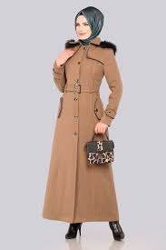 Modaselvim Kaban Kurk Kapsonlu Kaban 4304m108 Latte Abaya Tarzi Basortusu Modasi Moda