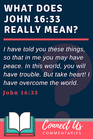 Here jesus warns that trouble lies ahead for his followers. John 16 33 Meaning Of I Have Overcome The World Connectus