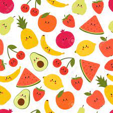 Your resource to discover and connect with designers worldwide. Cute Seamless Pattern With Cartoon Fruits Kawaii Creative Healthy Royalty Free Cliparts Vectors And Stock Illustration Image 125106971