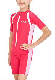 Kids Shorty One Piece Swimsuits Upf 50 Rash Guard Swimming Costume For Water Sports Age 3 14 Years Red Cj18ec74emd Size Small Swimming Costume Girls Bathing Suits One Piece Suit