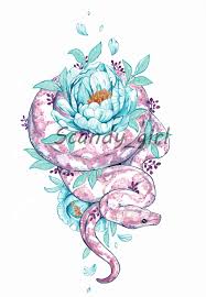 Print Of Pink Ball Python Snake Tattoo Design Snake Art Animal Tattoos