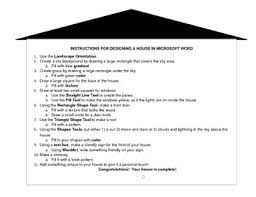 Computer Activity Microsoft Word Project Draw A House With Words Practice Drawing Shapes Excel Tutorials