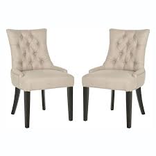 Safavieh 2 Piece Ashley Side Chair Set Upholstered Side Chair Tufted Side Chair Dining Chairs