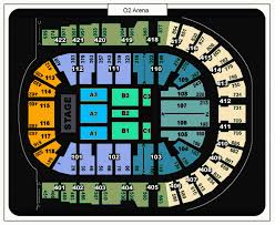 O2 Arena London Seating Plan Detailed Seat Numbers