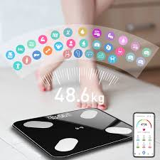 Connects to your smartphone wirelessly and lets you log fat, carbs modus: Mrosaa Digital Smart App Electronic Weight Scale Body Fat Scale Smart Bmi Scale Led Wireless Weight Scale App Control