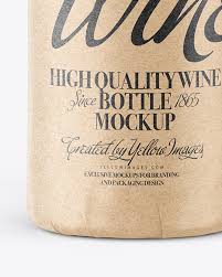 Download Wine Bottle In Kraft Paper Wrap Mockup In Bottle Mockups On Yellow Images Object Mockups