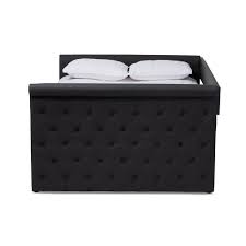 Earn rewards & discounts · buy now, pick up in store Alena Modern And Contemporary Dark Grey Fabric Upholstered Queen Size Daybed With Trundle