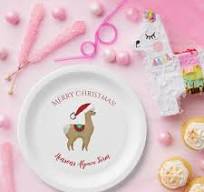 Alpaca Christmas Holiday Paper Plates
