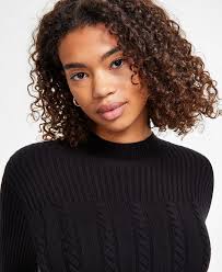 Liverpool Los Angeles Women's Mock-Neck Cable-Knit Sweater