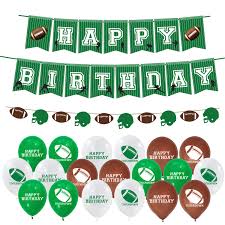 Are you throwing a football themed party? Football Theme Birthday Party Decorations Happy Birthday Banner Football Garland With 24 Pcs Latex Balloons For Kids Boy Girl Birthday Party Supplies Buy Online In Dominica At Desertcart 175130893