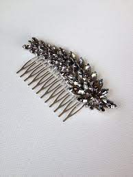 Black Diamond Rhinestone Hair Comb Vintage Accessory Repurposed Jewelry Ooak Hair Vintage Bride True Vintage Gray Black Diamond Rhinestone Hair Rhinestone Hair Comb Black Diamond