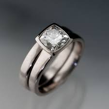 Wide Band Bezel Set Diamond Love Bezel Engagement Ring Cushion Engagement Ring Engagement Rings