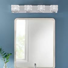 Home Decorators Collection Tulianne 75 Watt Equivalent 4 Light Chrome Led Vanity Light With Clear Cube Glass 22844 The Home Depot