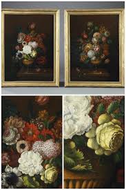 Learn how to paint flowers in oil with online video lessons from professional artist jay senetchko. Two Oil Paintings Flower Bouquets In Dutch School Style