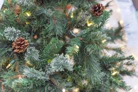 This carolina pine tree features mixed bristle and cashmere branch tips and is trimmed with flocked pine cones. Green Artificial Christmas Tree With Pine Cones And Microdot Pre Lit Lights Xmas Decoration Supplies On Display At Home Improvement Store In Texas America Stock Photo Picture And Royalty Free Image Image 138580200