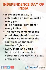 Our country is counted as the world's largest democracy all over the world. 10 Lines On Independence Day Of India For Students And Children In English A Plus Topper