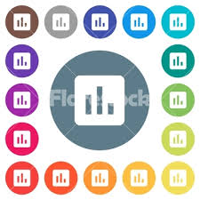 Chart Flat White Icons On Round Color Backgrounds Stock