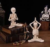 Halloween Mysterious Witch Wizardry Skeleton Figurine Meditation Yoga Skull  Statue Ornaments for Festival Scene Garden Decor - AliExpress