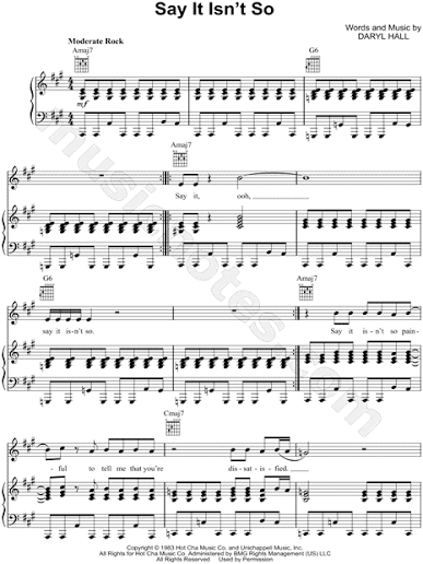 Daryl Hall and John Oates "Say It Isn't So" Sheet Music in A Major -  Download & Print - SKU: MN0155933
