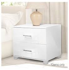 View our latest range of bedroom furniture which includes high quality bedside cabinets and tables, all in different sizes and finishes. Artiss High Gloss Two Drawers Bedside Table White Bed Side Table Design Drawers Bedsi In 2021 White Side Table Bedroom White Bedside Table Bedside Table Design