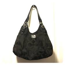 Black And Grey Coach Purse Authentic Coach Black Signature Purse Coach Purses Purses Coach