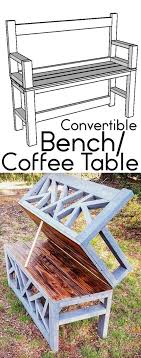 Outdoor Convertible Coffee Table And Bench Convertible Coffee Table Woodworking Projects Diy Diy Bench