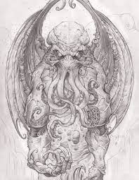 Cthulhu Drawing Monstros Marinhos Monstros Arte Com Caveiras