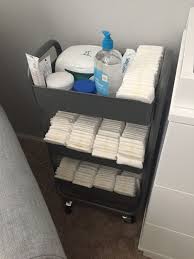 White And Grey Nursery Changing Table Storage Utility Cart To Hold All The Chang Changing Table Storage Nursery Changing Table Nursery Changing Table Storage