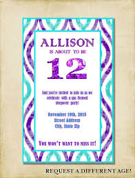 Birthday Party Ideas For Girls Age 11 Girl Birthday Party Invitation Purple By Ashleymartindesigns Girl Birthday Party Invitations 13th Birthday Invitations Spa Party Invitations