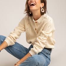Shop cool personalized camel cowl neck sweaters with unbelievable discounts. Chunky Knit Buttoned Cardigan With Crew Neck La Redoute Collections La Redoute