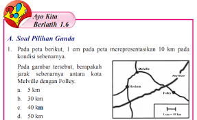 Jawaban Buku Matematika Kelas 7 Ayo Kita Berlatih 1 6 Hal 74 Pada Peta Berikut 1 Cm Pentium Sintesi