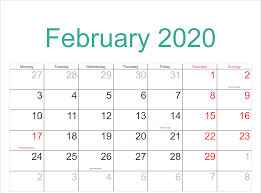 Free February Holidays 2020 Calendar Template In Us Uk Canada India In 2020 Calendar Template Holiday Calendar January Calendar