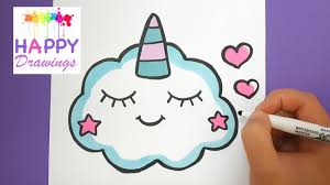 Sword and detail the blade behind him. How To Draw A Cute Sleepy Unicorn Cloud Happy Drawings Youtube
