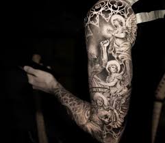 Black And Grey Realism Tattoo Artist Near Me Angel Sleeve Tattoo By Niki Norberg Post 27167 Angel Sleeve Tattoo Tattoos Angel Sleeve