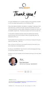 Mindbodyonline Sent This Email With The Subject Line Big News And Bigger Thanks This Is A Great E Customer Appreciation Email Marketing Thank You Messages