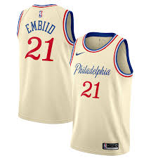 Check out our 76ers jersey selection for the very best in unique or custom, handmade pieces from our sports collectibles shops. Men S Nike Joel Embiid Cream Philadelphia 76ers 2019 20 Finished Swingman Jersey City Edition