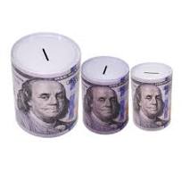 Amazon.com : 3-Pack $100 Bill Print Piggy Bank – Tall Metal ...