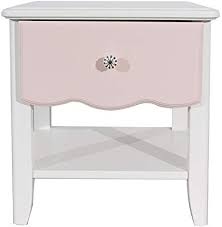 m z table de chevet enfant blanc et rose en pin massif pour fille avec 1 tiroir meuble de rangement t table de chevet enfant meuble rangement table de nuit