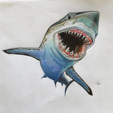 Dibujo de tiburón innovar el concepto de negocio y la estrategia de crecimiento agresivo, hecho con el dibujo de tiburones y stikers adornos de animales (raya, flamenco, etc. Mahe Art Tiburon Dibujo Hecho Con Lapices De Colores Facebook