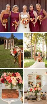 We have great 2021 wedding flowers on sale. Outdoor Country Western Themed Wedding Colorful Wedding Flowers Centerpieces Maroon Bridesmaids Dres