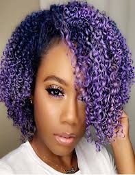 Purple Short Curly Hairstyles Trend For Women Voguetypes Curly Hair Styles Curly Hair Styles Naturally Natural Hair Styles
