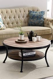 Round Rustic Coffee Table With Metal Frame 2 Tier Shelf Rustic Decor Living Room Ad Coffee Table Living Room Decor Rustic Living Room Table