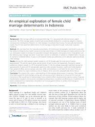 We did not find results for: Pdf An Empirical Exploration Of Female Child Marriage Determinants In Indonesia