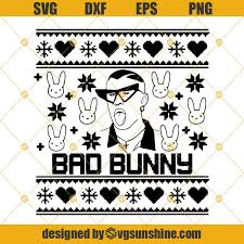 Bad bunny face rapper scrapbooking vector svg digital. Bad Bunny Ugly Christmas Sweater Svg Bad Bunny Svg Christmas Svg Svgsunshine