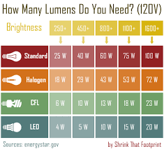 Chart Comparing Light Output Of Light Bulb Types Put In