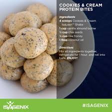 These Cookies Cream Protein Bites Are A Perfect Snack That The Entire Family Will Love Purchase Isagenix Shake Recipes Isagenix Snacks Protein Balls Recipes