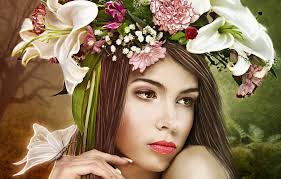 Look, girl, flowers, face, butterfly, hands, art, wreath , section стиль,  butterfly floral women HD wallpaper